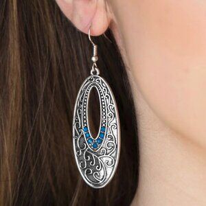 Paparazzi Jewelry Accessories - Fairytale Flora - Blue Earrings - Vintage